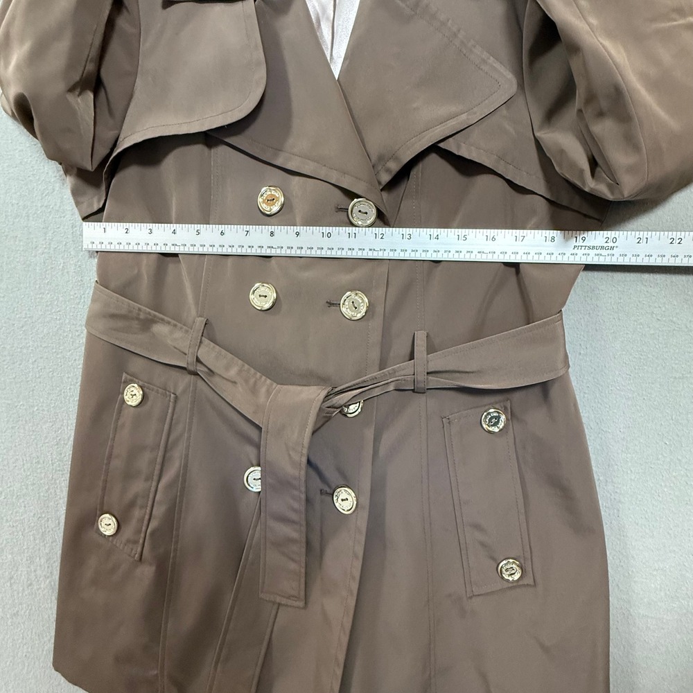 Calvin Klein Double Breasted Beige Belted Rain Trench Coat Women Size Large - Picture 6 of 14